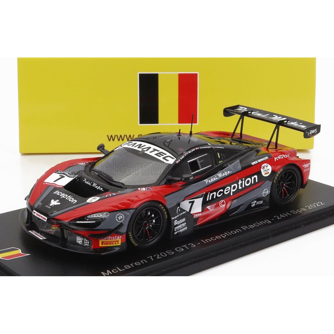 Mclaren 720S GT3 Team Inception Racing N 7 24H Spa 2022 B.Iribe S.Priaulx  O.Millroy F.Schandorff Red Black - 1:43