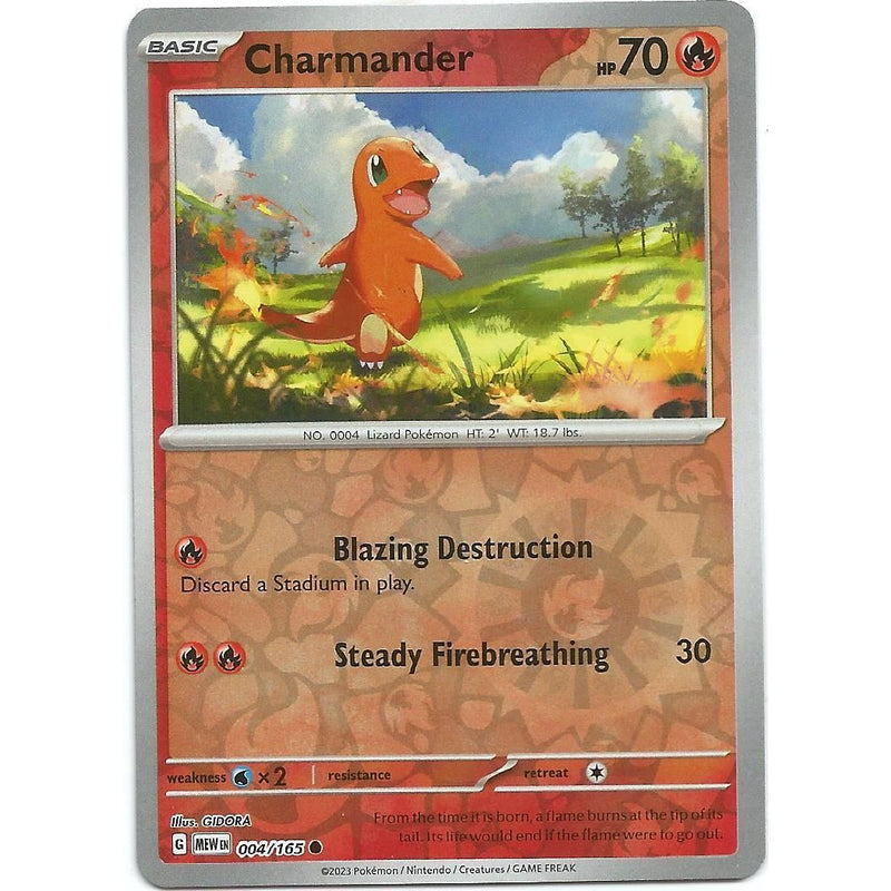 Charmander (Reverse Holo) 004/165 Pokemon 151 (MEW) Trading Card Common