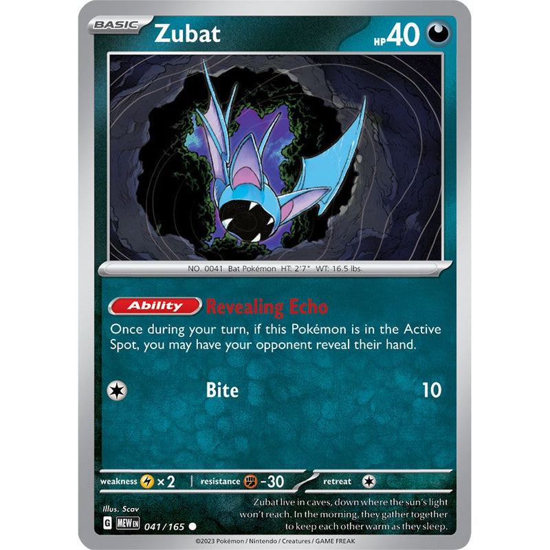 Zubat 041/165 Pokemon 151 (MEW) Trading Card Common