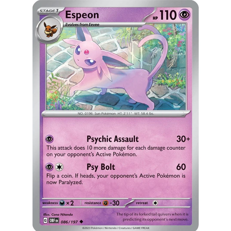 Espeon 086/197 Pokemon Obsidian Flames (OBF EN) Trading Card Uncommon