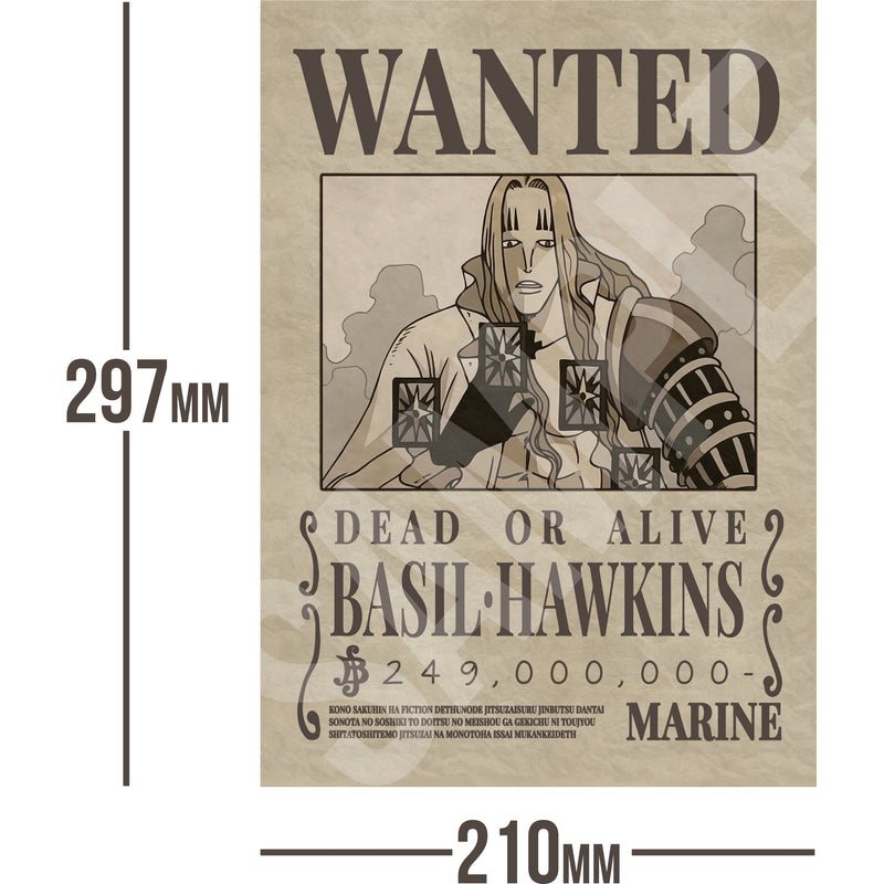 Basil Hawkins One Piece Wanted Bounty A4 Poster 249,000,000 Belly