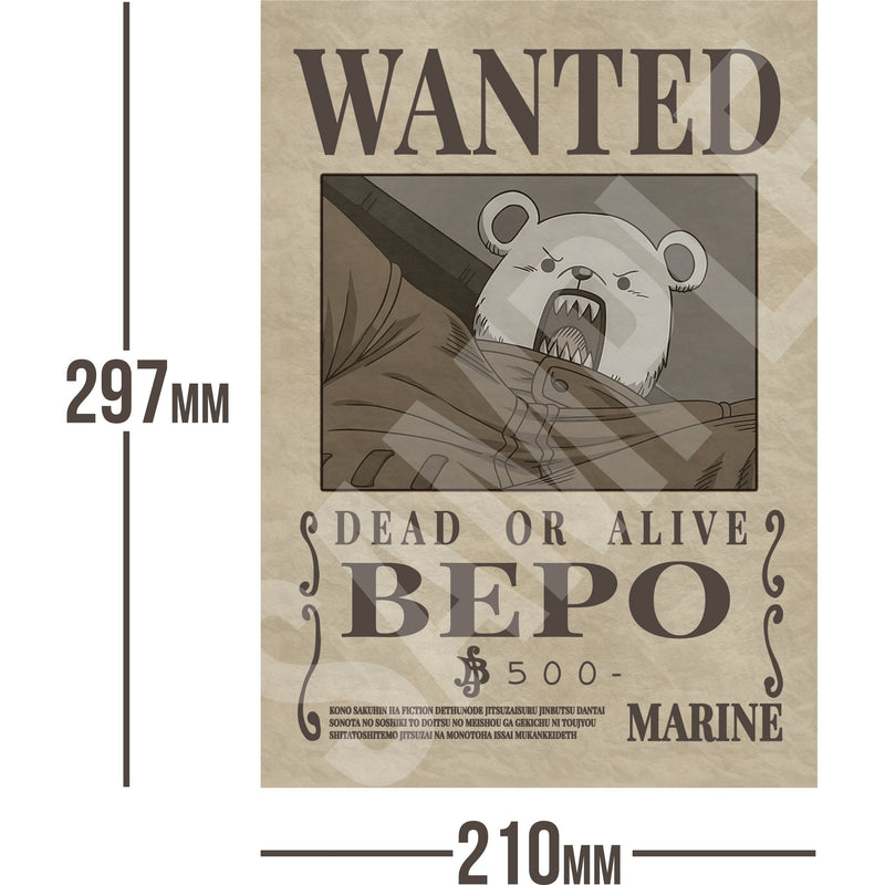 Bepo One Piece Wanted Bounty A4 Poster 500 Belly