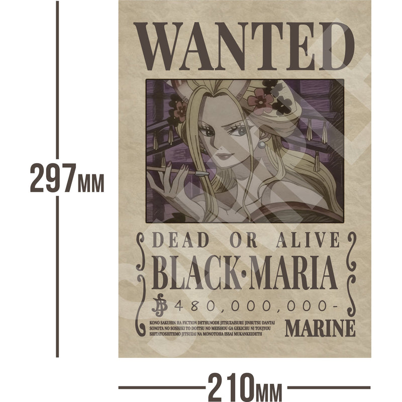 Black Maria One Piece Wanted Bounty A4 Poster 480,000,000 Belly