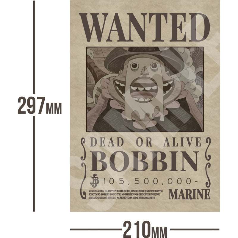 Bobbin One Piece Wanted Bounty A4 Poster 105,500,000 Belly