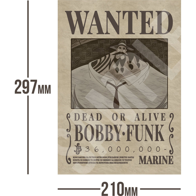 Bobby Funk One Piece Wanted Bounty A4 Poster 36,000,000 Belly