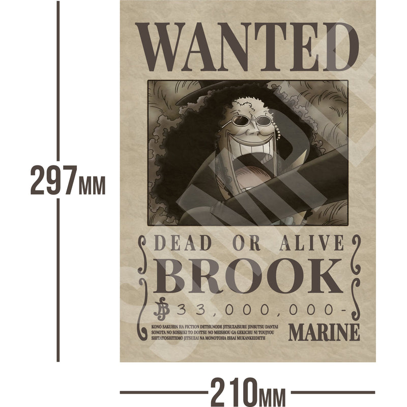 Brook One Piece Wanted Bounty A4 Poster 33,000,000 Belly