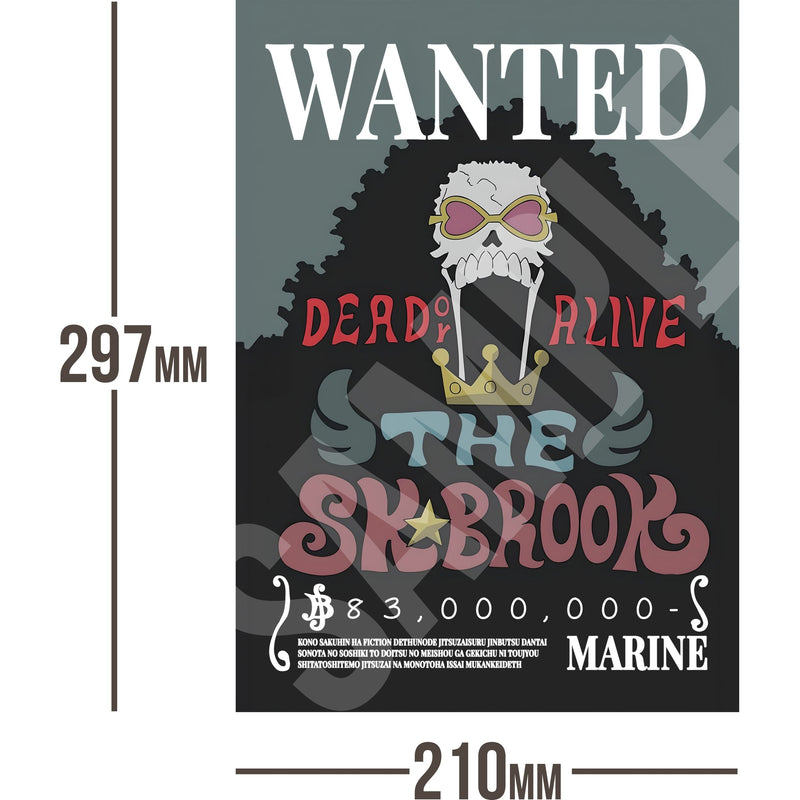 Soul King Brook One Piece Wanted Bounty A4 Poster 83,000,000 Belly