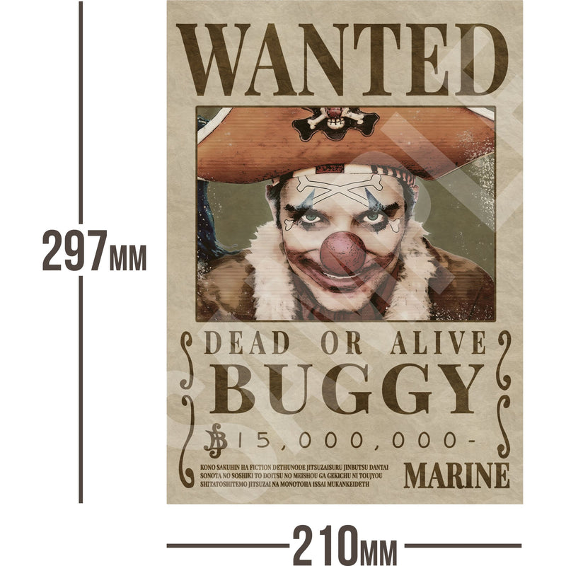 Buggy (Live Action) One Piece Wanted Bounty A4 Poster 15,000,000 Beri