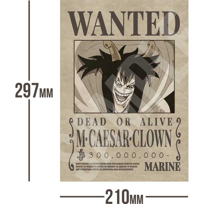Caesar Clown One Piece Wanted Bounty A4 Poster 300,000,000 Belly