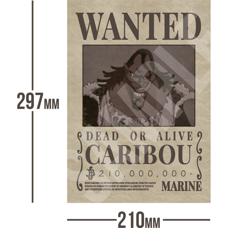 Caribou One Piece Wanted Bounty A4 Poster 210,000,000 Belly
