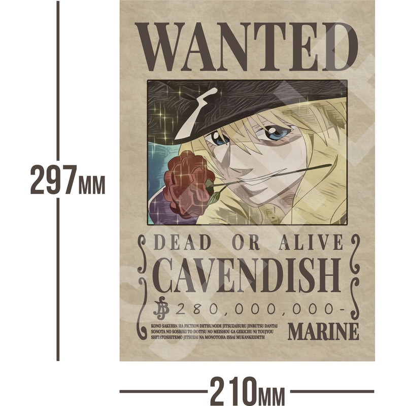 Cavendish One Piece Wanted Bounty A4 Poster 280,000,000 Belly