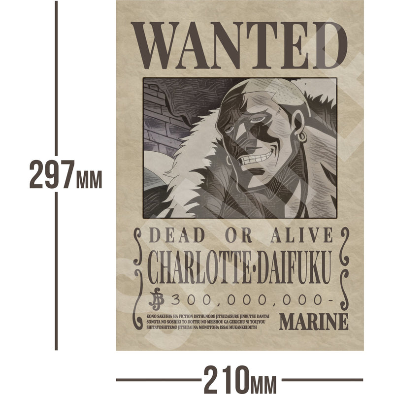 Charlotte Daifuku One Piece Wanted Bounty A4 Poster 300,000,000 Belly