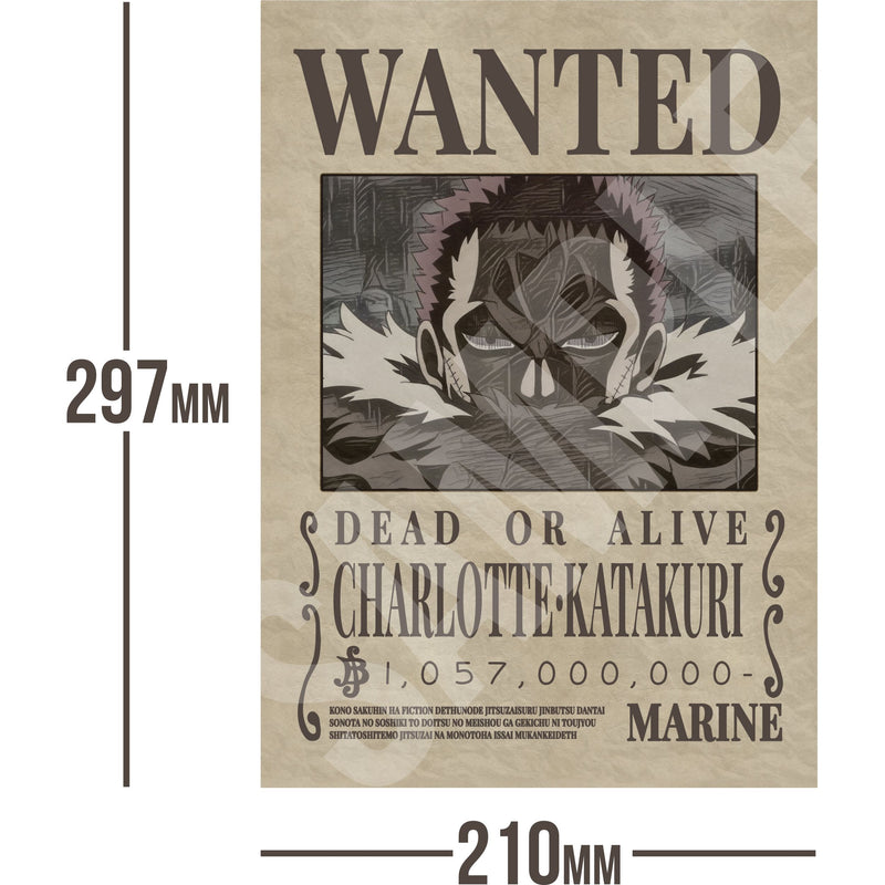 Charlotte Katakuri One Piece Wanted Bounty A4 Poster 1,057,000,000 Belly
