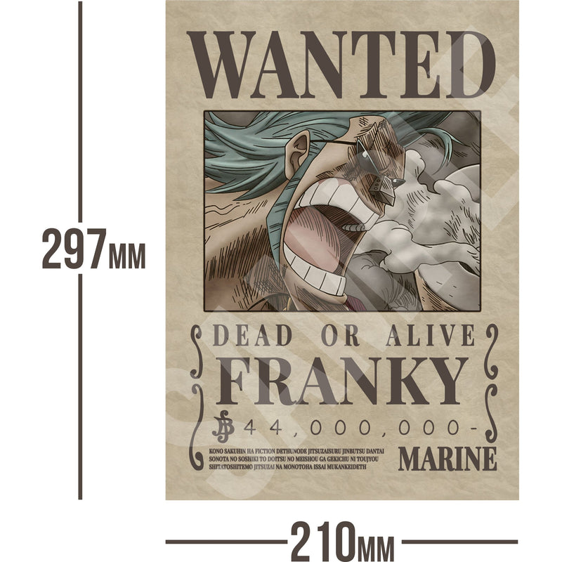 Franky One Piece Wanted Bounty A4 Poster 44,000,000 Belly