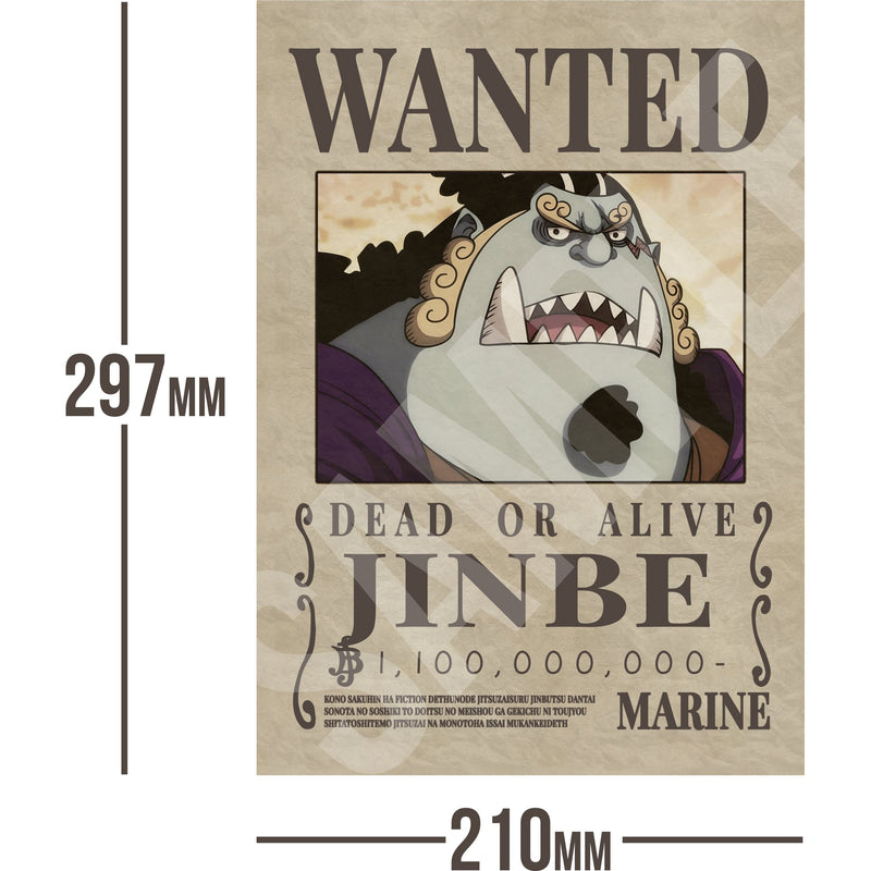 Jinbe One Piece Wanted Bounty A4 Poster 1,100,000,000 Belly