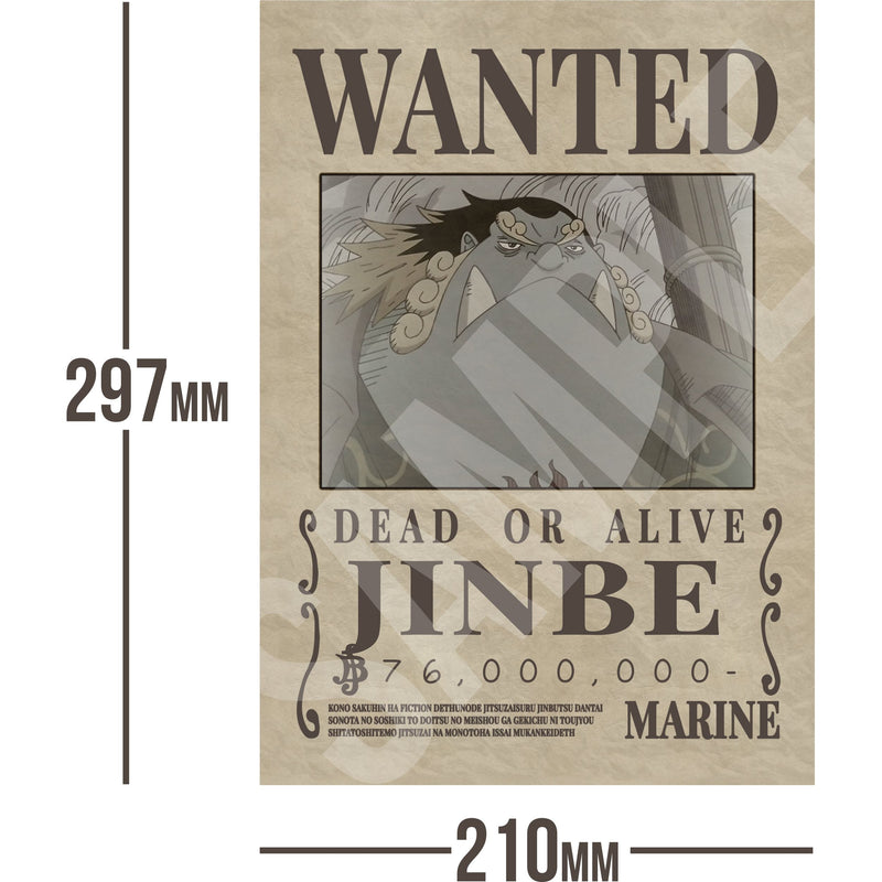Jinbe One Piece Wanted Bounty A4 Poster 76,000,000 Belly