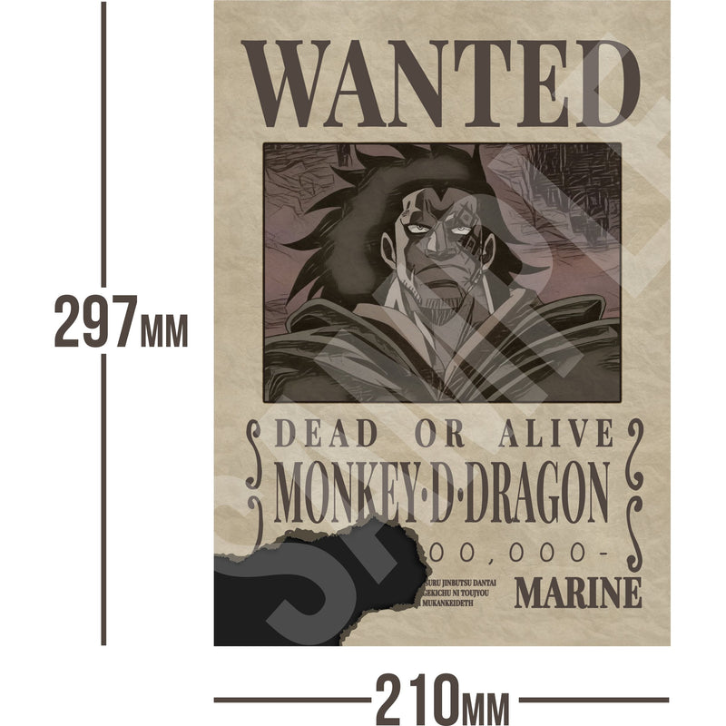 Monkey D Dragon One Piece Wanted Bounty A4 Poster Unknown Bounty