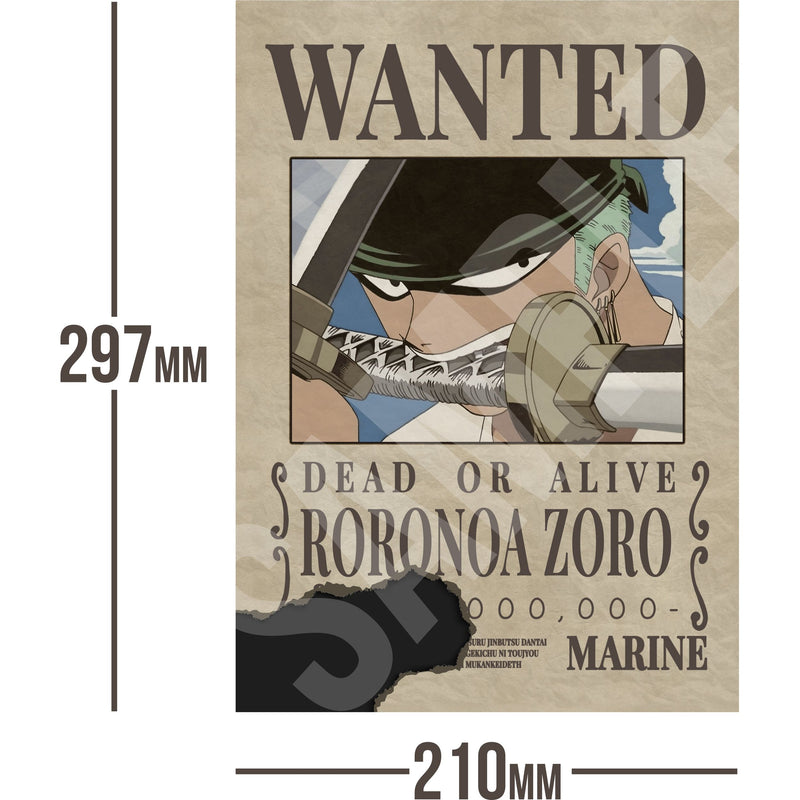 Roronoa Zoro One Piece Wanted Bounty A4 Poster "Eye Catcher"