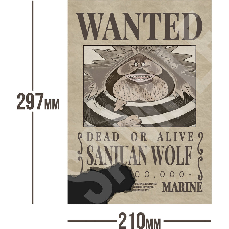 Sanjuan Wolf One Piece Wanted Bounty A4 Poster Unknown Bounty