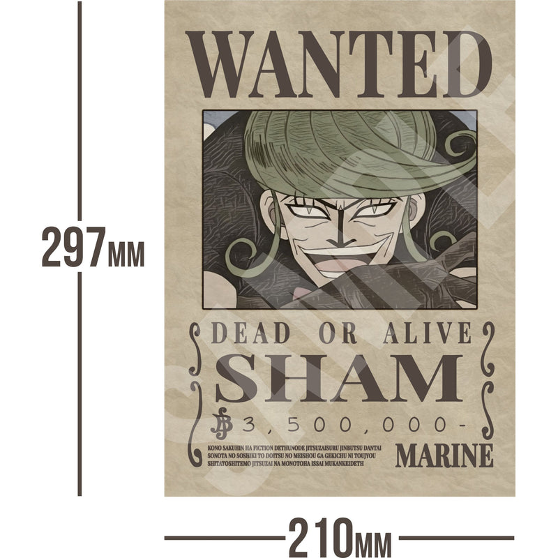 Sham One Piece Wanted Bounty A4 Poster 3,500,000 Belly