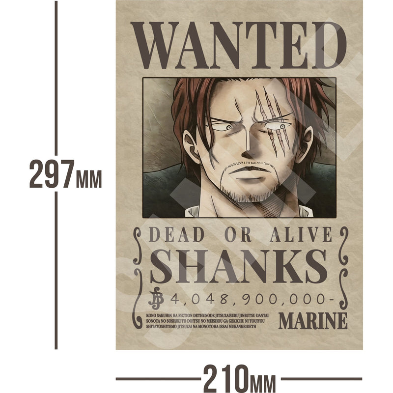 Shanks One Piece Wanted Bounty A4 Poster 4,048,900,000 Belly