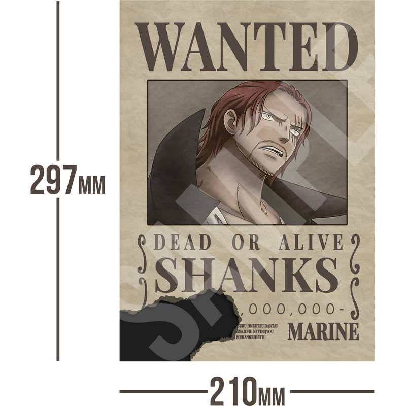 Shanks One Piece Wanted Bounty A4 Poster Unknown Bounty