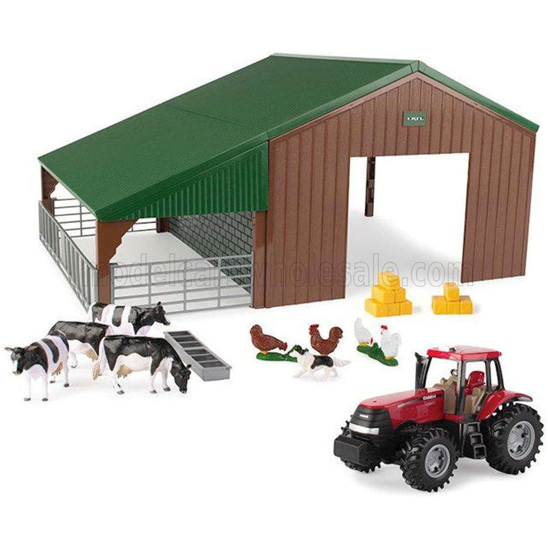Case-Ih Optum 305 Tractor With Animals And Farm Building - Diorama Stalla Con Animali Various 1:32