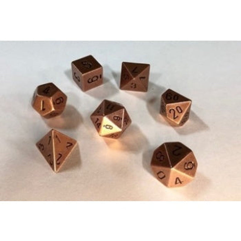 Specialty Dice Sets Solid Metal Copper Colour Poly 7 Die Set