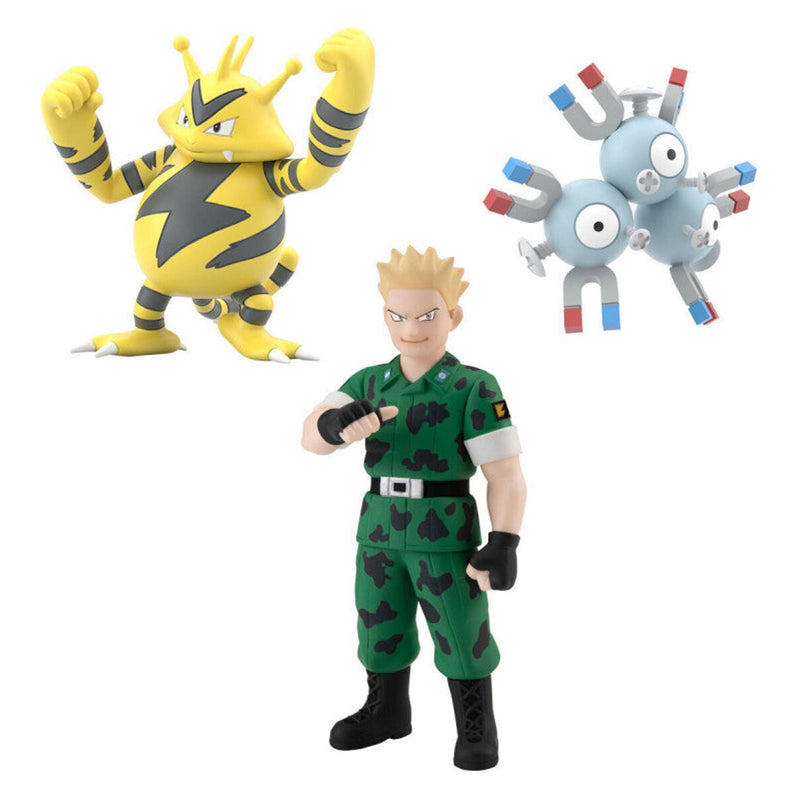 Figures Lieutenant Surge, Magneton & Electabuzz Pokemon Scale World Kanto