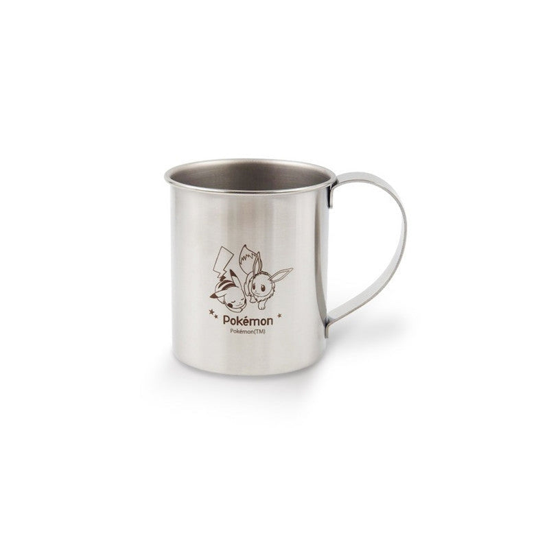 Stainless Mug with Handle Pikachu and Eevee Pokemon - 7.3 × 8 cm