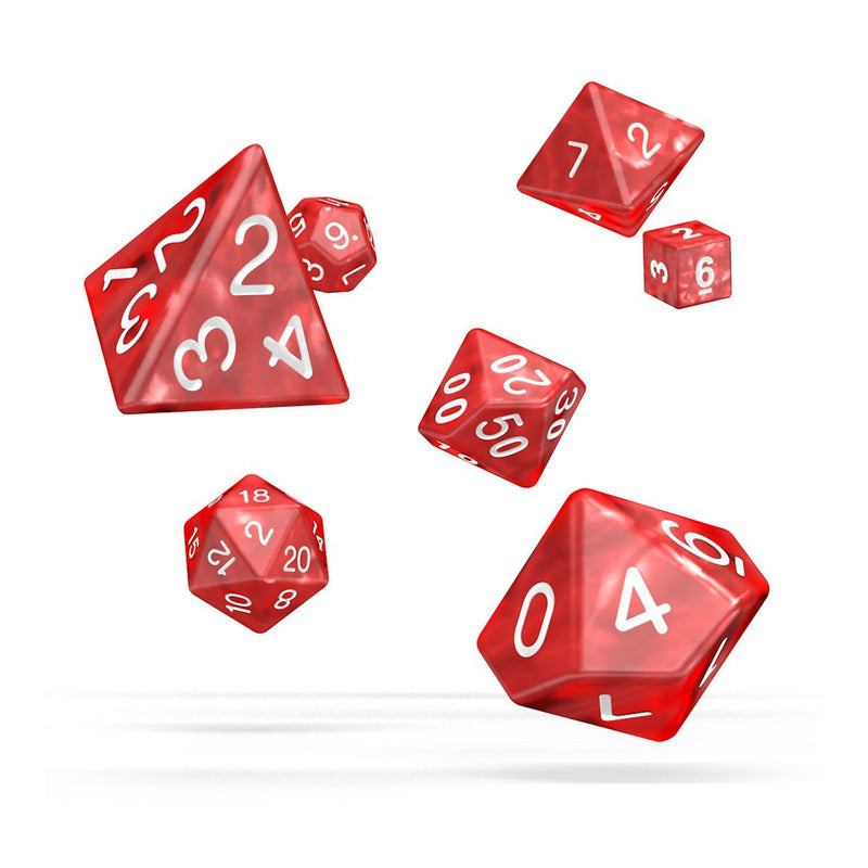 Oakie Doakie Dice Role Playing Game Set Marble Red - Pack Of 7