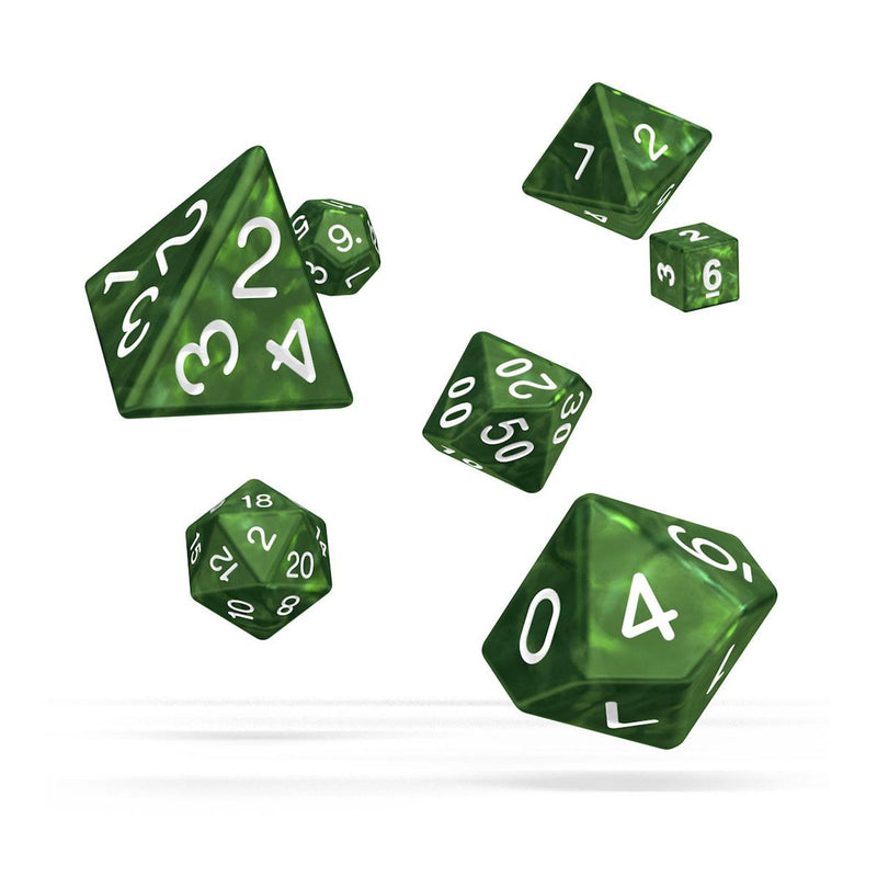 Oakie Doakie Dice Role Playing Game Set Marble Green - Pack Of 7