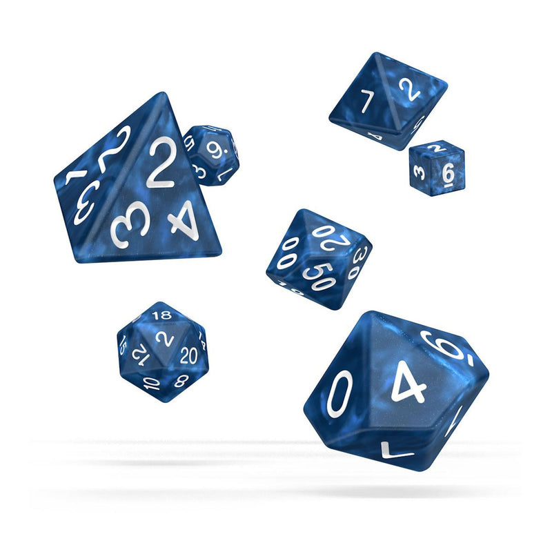 Oakie Doakie Dice Role Playing Game Set Marble Blue - Pack Of 7