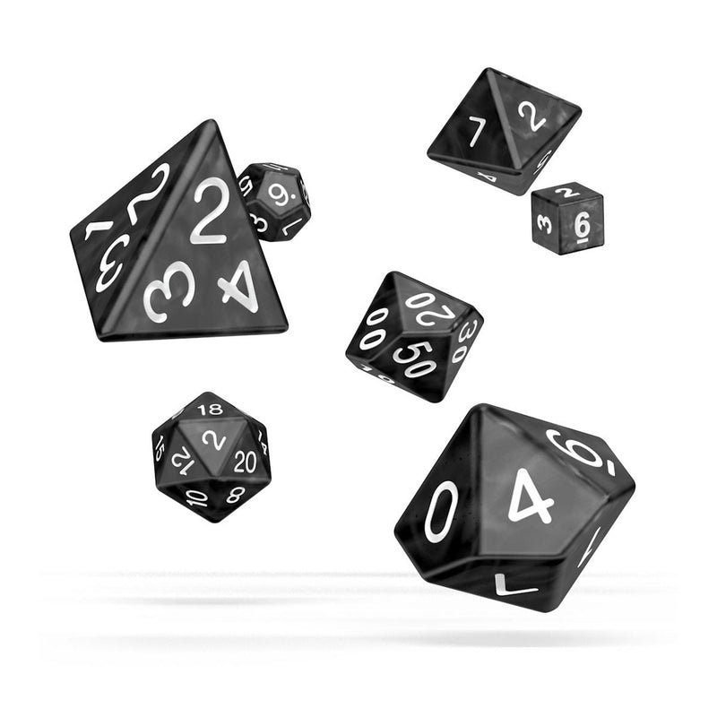 Oakie Doakie Dice Role Playing Game Set Marble Black - Pack Of 7