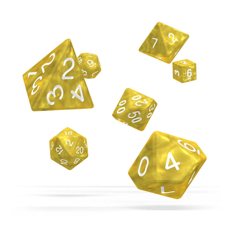 Oakie Doakie Dice Role Playing Game Set Marble Yellow - Pack Of 7