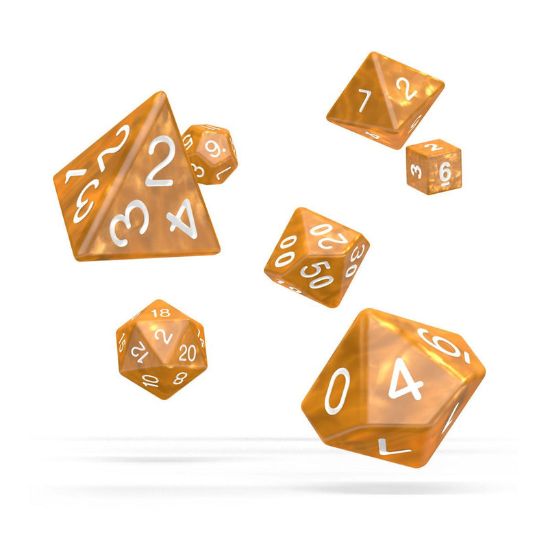 Oakie Doakie Dice Role Playing Game Set Marble Orange - Pack Of 7
