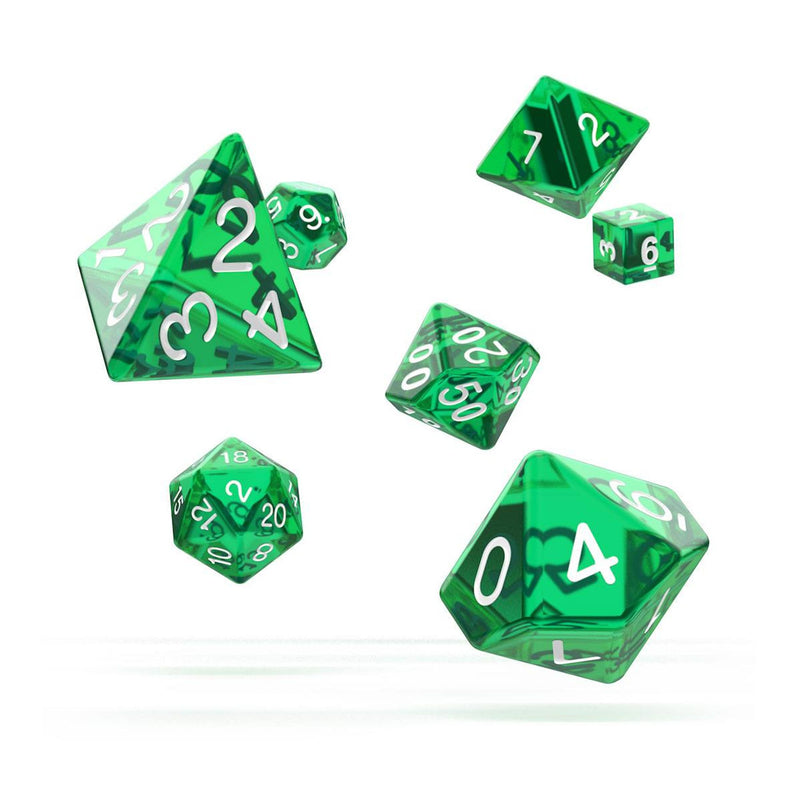 Oakie Doakie Dice Role Playing Game Set Translucent Green - Pack Of 7