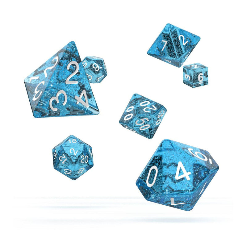 Oakie Doakie Dice Role Playing Game Set Speckled Light Blue - Pack Of 7