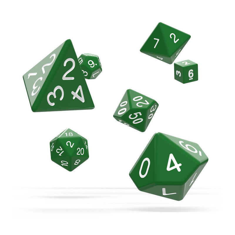 Oakie Doakie Dice Role Playing Game Set Solid Green - Pack Of 7