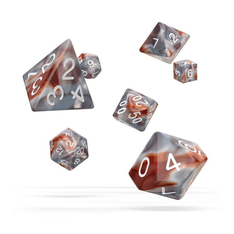 Oakie Doakie Dice Role Playing Game Set Gemidice Silver-Rust - Pack Of 7