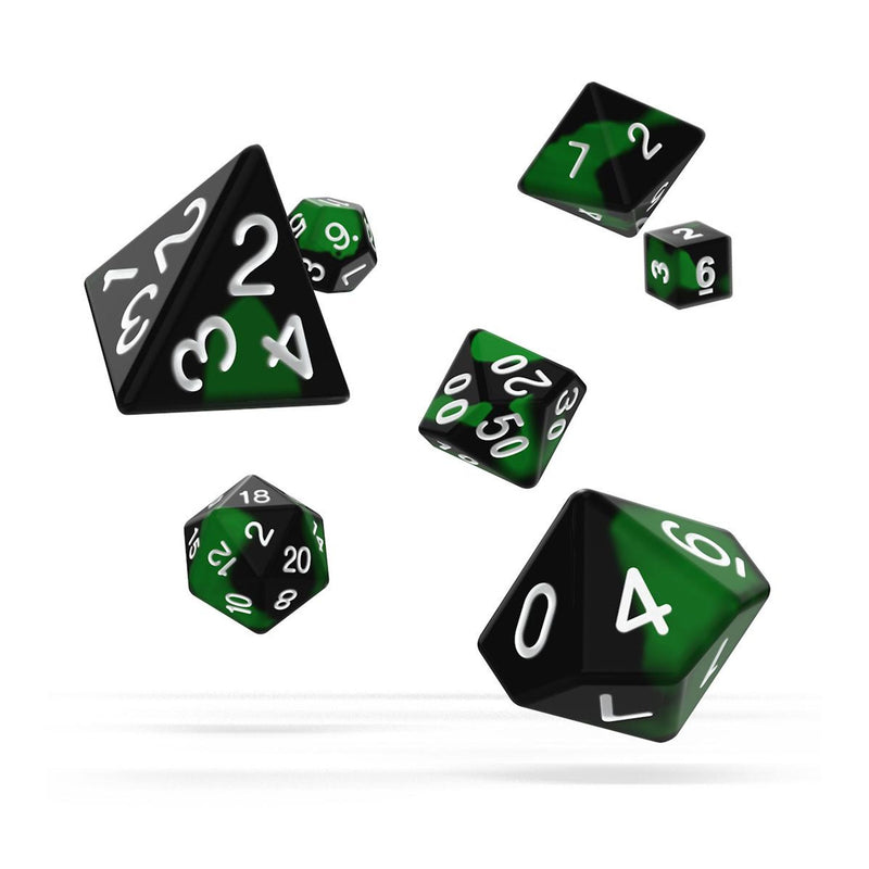Oakie Doakie Dice Role Playing Game Set Glow In The Dark Biohazard - Pack Of 7