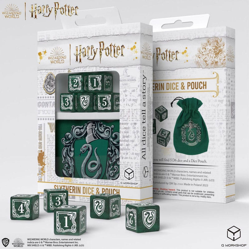 Harry Potter Dice Set Slytherin Dice & Pouch Set - Pack Of 5