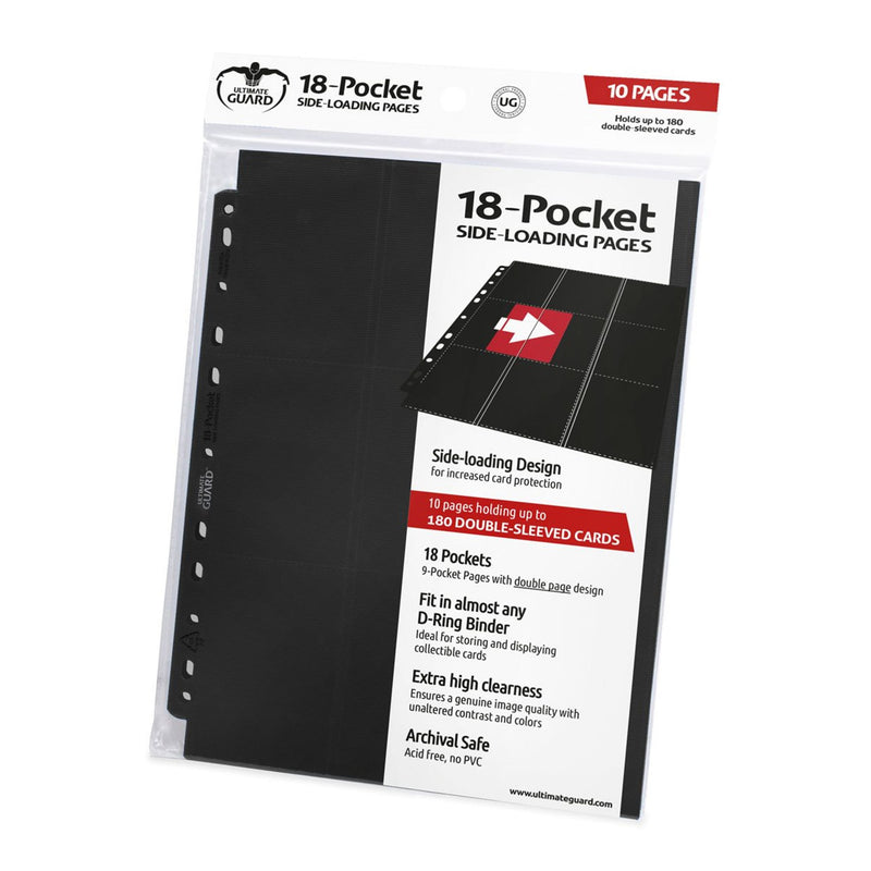 Ultimate Guard 18-Pocket Pages Side-Loading Black - Pack Of 10