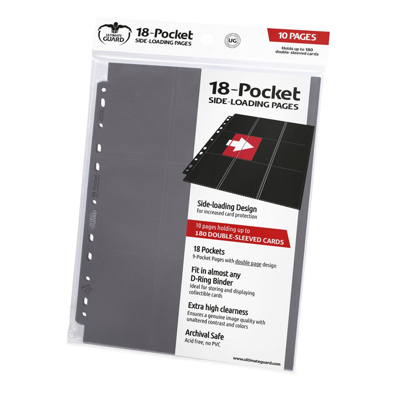 Ultimate Guard 18-Pocket Pages Side-Loading Grey - Pack Of 10