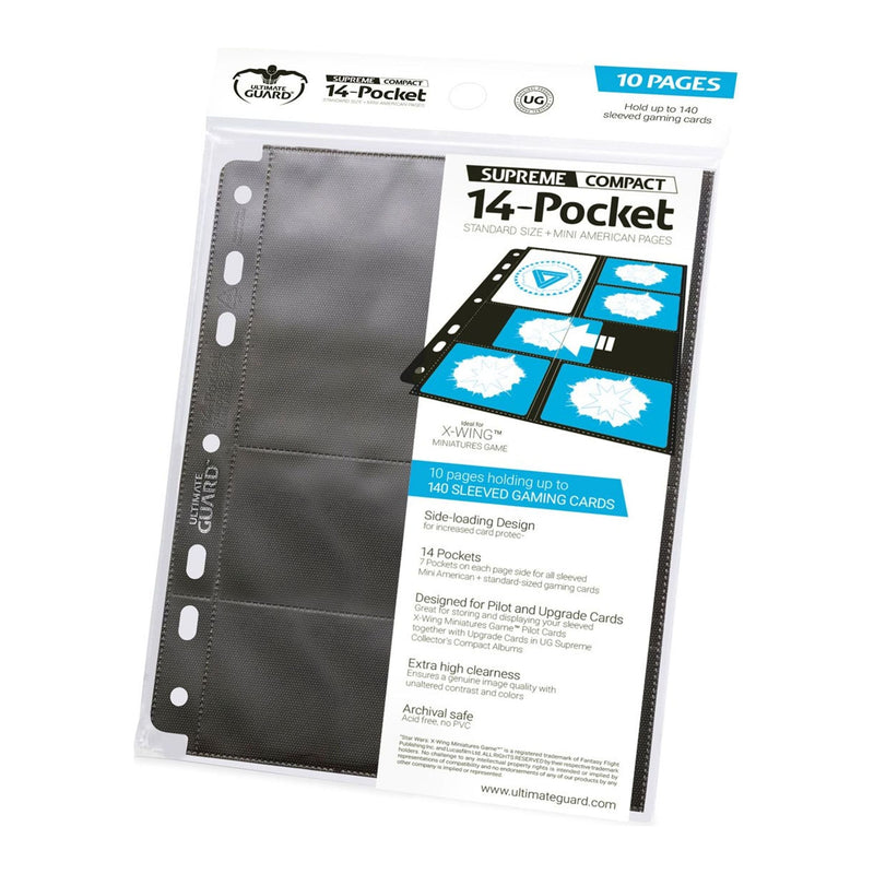 14-Pocket Compact Pages Standard Size & Mini American Black X10