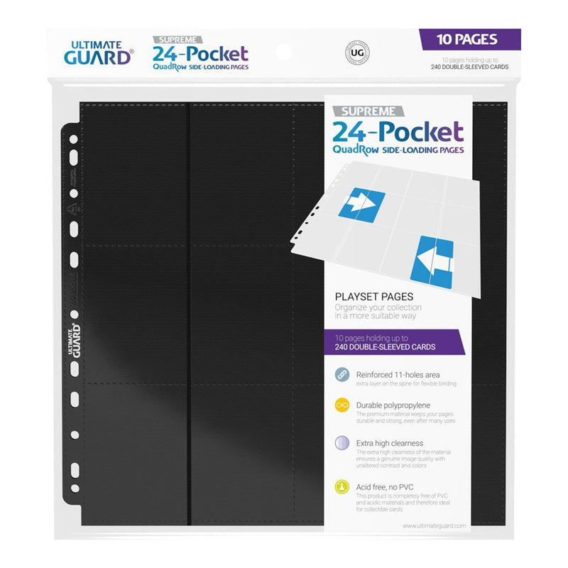 Ultimate Guard 24-Pocket QuadRow Pages Side-Loading Black - Pack Of 10