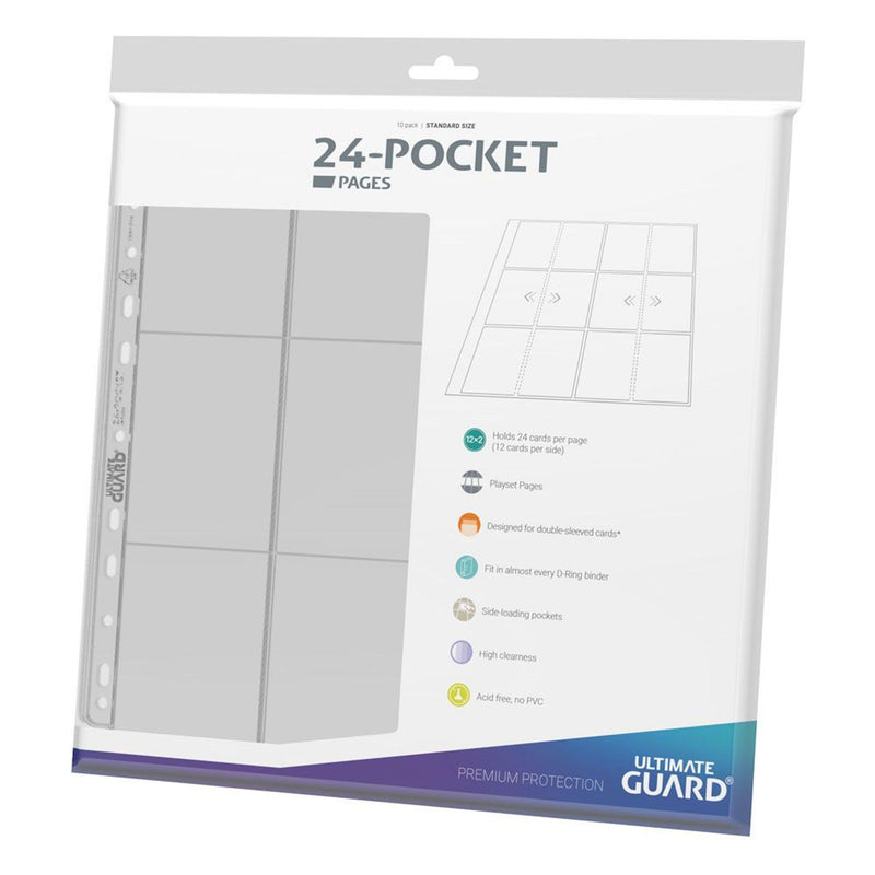 Ultimate Guard 24-Pocket QuadRow Pages Side-Loading Clear - Pack Of 10