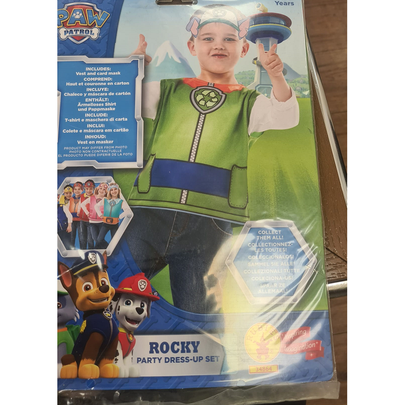 Rubies-Paw Patrol Partytime Costume Rocky 3-6 Years