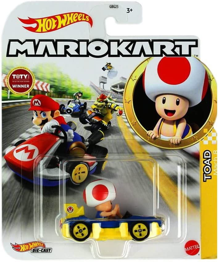 Hot Wheels Mario Kart Die Cast Toad Standard Mario Kart