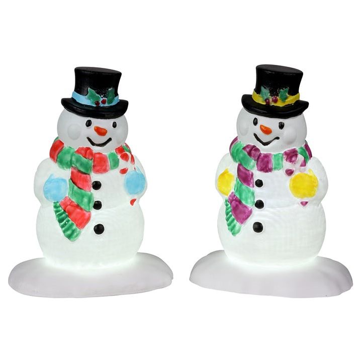 Christmas Village Accessory: Holly Hat Snowman Set Of 2 24965 | Xmas